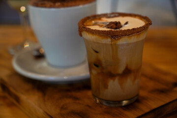 cup of cappuccino with chocolate