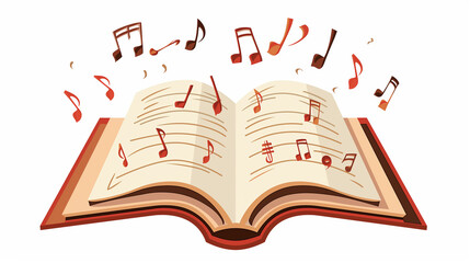 Open Book With Musical Notes Illustration