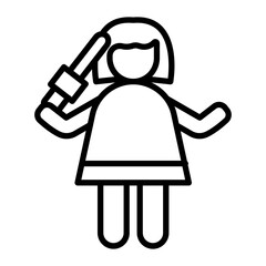 Hair Styler Vector Line Icon Design