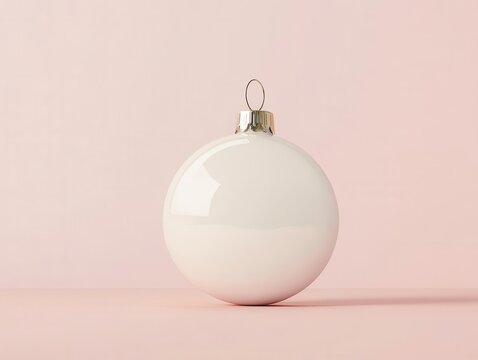 blank round christmas ornament mockup, set against a soft pastel background, inviting creativity for personalized holiday designs, offering a minimalist appeal