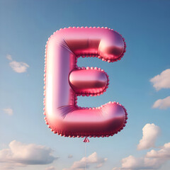 letter E pink balloon isolated