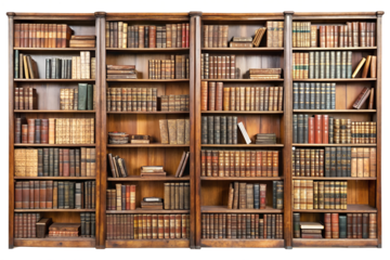 Wooden book shelves TRANSPARENT BACKGROUND 