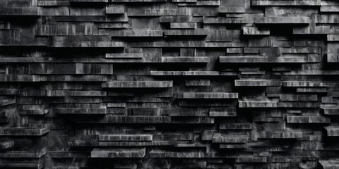 A black and white photo of a wall made of wood slats
