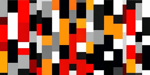 Fototapeta premium A colorful image of squares and rectangles with red, black, and white colors
