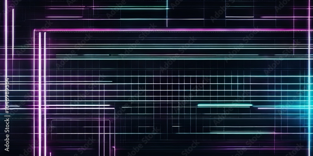 Poster A neon colored background with a grid of lines