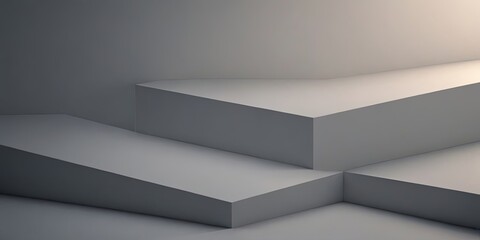 Fototapeta premium The image is a 3D rendering of a white staircase with a gray background