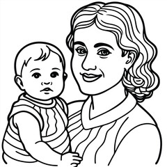 Mother Holding Baby Illustration