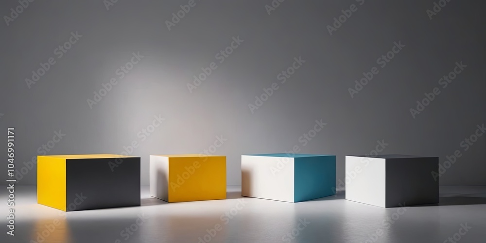 Poster four boxes of different colors are arranged in a row