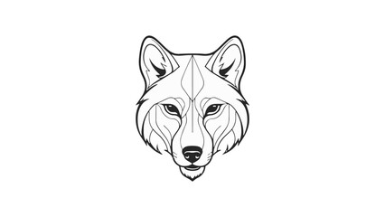wolf head simple outline illustration in vector