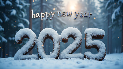 Snowy Christmas Tree Forest Background happy new year 2025