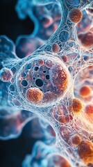 Colorful microscopic cells, white isolate background