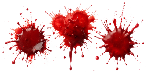 Blood strain, blood drop and blood splash TRANSPARENT BACKGROUND 