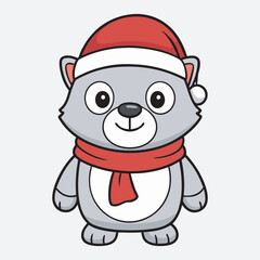 A cute santa claus dog vector art illustration file.