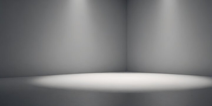 A corner of a room with a spotlight on the floor