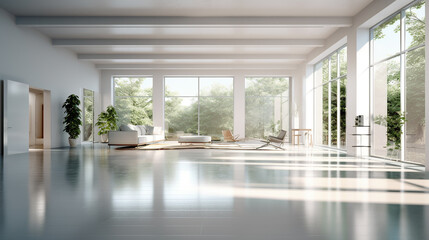 Obraz premium Mockup poster frames on the wall of the room. Modern Interior mockup. Apartment background. Modern Japandi interior design. 3D render In this soothing retreat, a subtle blend of white, ivory, beige, 