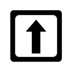 An icon typically used to signify uploading or an upward action within a square context