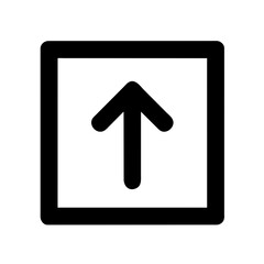 An icon typically used to signify uploading or an upward action within a square context