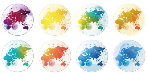 A series of bubble charts, each colored differently to represent a different European country, comparing their GDP growth rates.