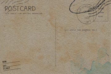 Backside of postcard with dirty stain
