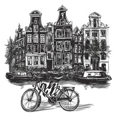 Historic Amsterdam Holland Netherlands Cityscape with Old Center View