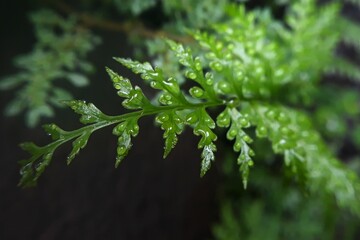 close up of green fern leaf