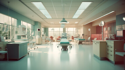 Abstract blur luxury hospital corridor - defocused clinic interior background for healthcare and medical concepts, modern medical facility hallway with soft lighting and clean