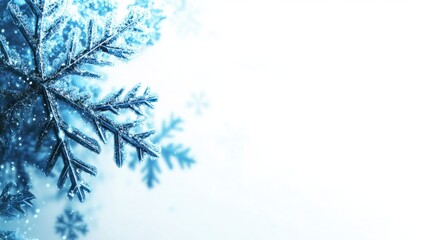Obraz premium Abstract winter background with soft falling snowflakes and glowing blue light, creating a frosty atmosphere, isolated on white