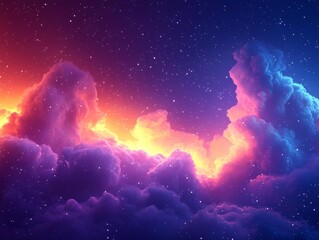 Obraz premium a bright blue and orange nebula with pink and purple colors, in the style of abstractioncreation, fluid, magewave, dark skyblue and dark maroon