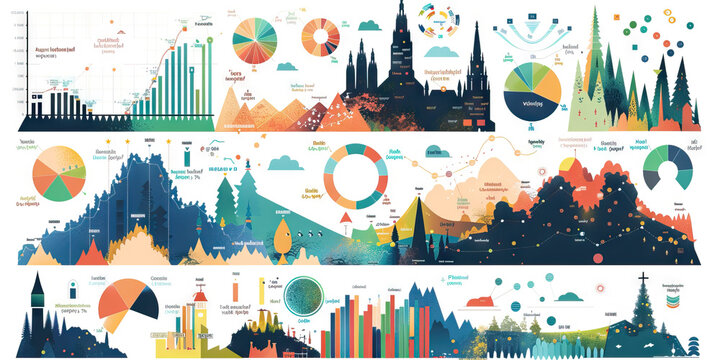 A creative assortment of European charts, ranging from pie to scatter diagrams, exploring various social and economic aspects.