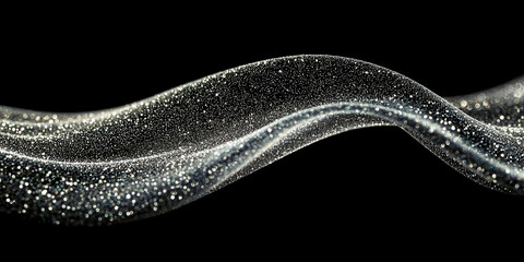 A long, curvy line of glittery particles