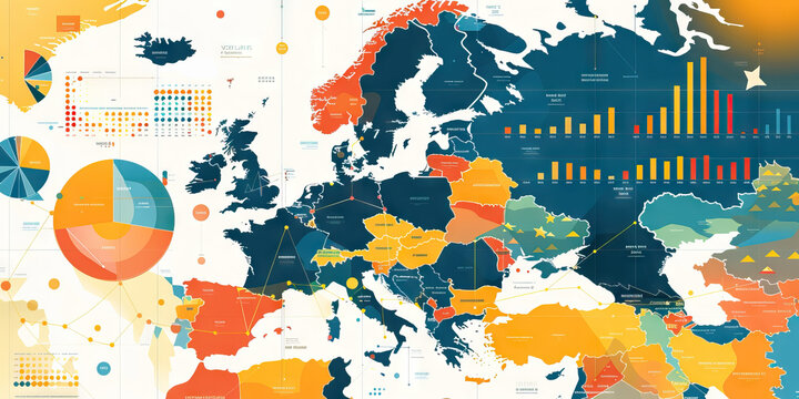 A creative assortment of European charts, ranging from pie to scatter diagrams, exploring various social and economic aspects.