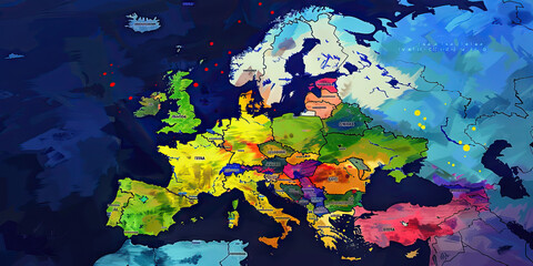 A world map with European countries colored differently to reflect their rankings on various quality of life indices.