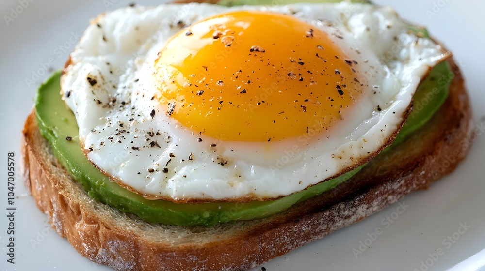 Aufkleber beautifully presented poached egg resting on a slice of toasted bread topped with creamy avocado sho