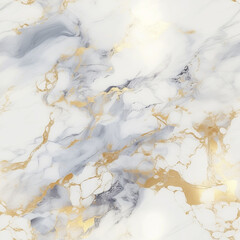 Obraz premium Seamless White marble stone texture with gold and gray veins, generative AI Elegant white marble texture with thin golden veins