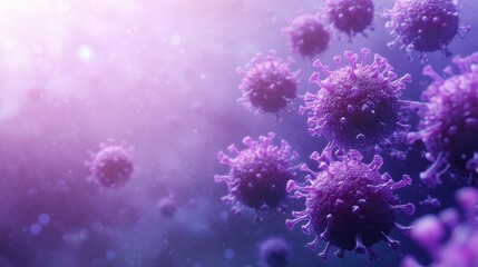 Fototapeta premium Coronavirus Molecules. 3D Rendering of Purple Corona in Global Pandemic Background