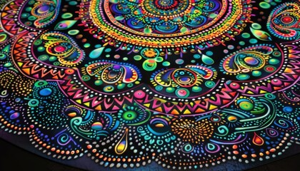 Fototapeta premium Closeup noblur 3D Model Abstract Art of Psychedelic visual of swirling colors and patterns on a canvas texture