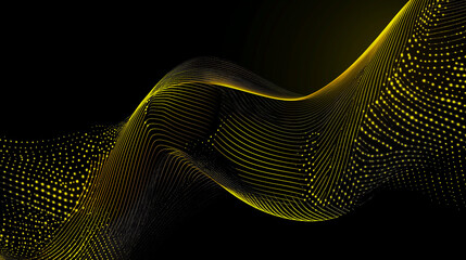 3d dynamic neon yellow digital wave. Smart technology wave. Flow digital structure. Cyber technology background. 3D rendering. a man stands on a yellow background