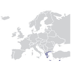 Mapa evrope sa izdvojenom Grckom, Grcka zastava