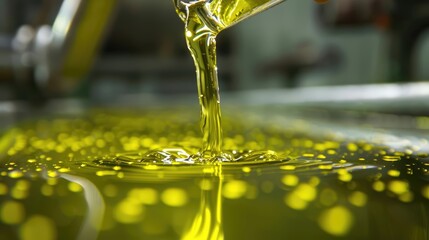 Close-up RAW Style of Artisanal California olive oil pressing, first cold press