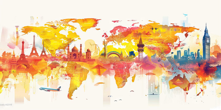 A heat map illustrating the most popular tourist destinations around the world, using a gradient from yellow to red to indicate high traffic areas.