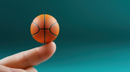 Fototapeta premium Miniature Basketball on Human Finger Tip