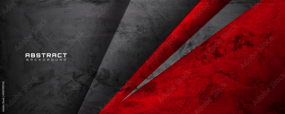 Poster 3d black red rough grunge abstract background overlap layer on dark space with sharp lines decoratio