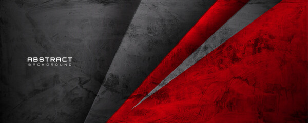 3D black red rough grunge abstract background overlap layer on dark space with sharp lines decoration. Modern graphic design element cutout style concept for web banner, flyer, card, or brochure cover