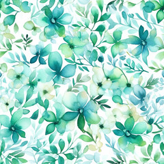 Fototapeta premium Seamless pattern of leaves and flowers painted in watercolor seamless floral pattern 