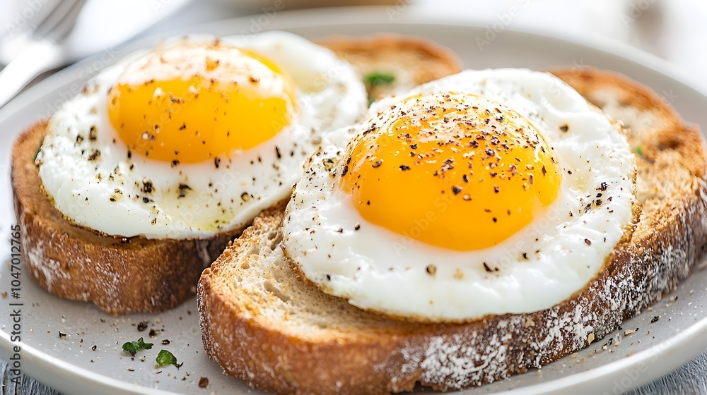 Aufkleber delectable cloud like egg whites nestled atop golden yolks resting on crisp toasted bread for a simp