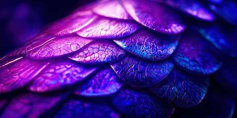 Obraz premium A close up of a purple dragon tail with a blue background