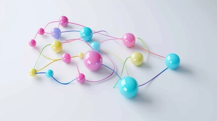 Fototapeta premium Colorful Spheres Connected by Strings