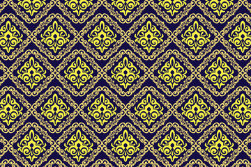 Oreintal Flora Damask Seamless pattern embroidery, Indian style. art ornament print.Design for carpet, cover.wallpaper, wrapping, fabric, clothing