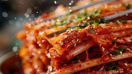 Close-up RAW Style of Traditional Korean kimchi fermentation, probiotic food