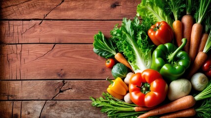 rustic background of weathered wood showcasing assorted vegetables.